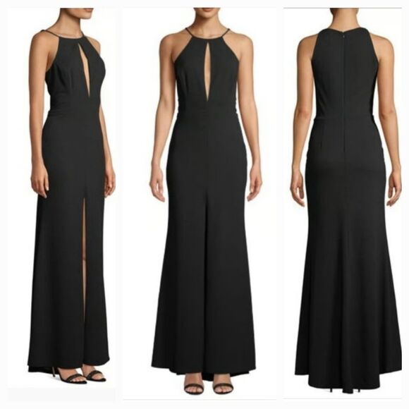 New JAY GODFREY Womens (8) Bertoia Black Crepe Knit Sleeveless Maxi Evening Gown
